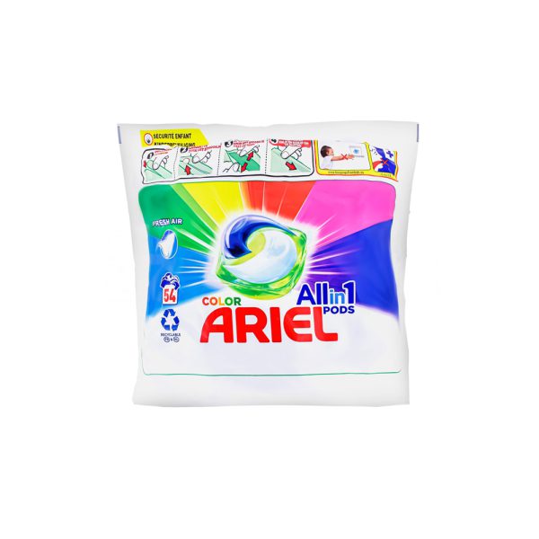 قرص ماشین لباسشویی آریل مدل 54 عددی - Ariel Color All in 1 Pods Fresh Air 54 Wascapsules