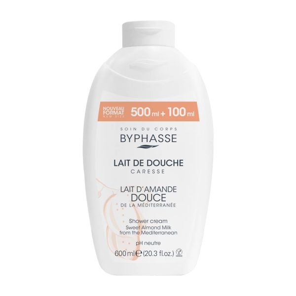 شامپو بدن کرمی بایفاس حاوی عصاره بادام شیرین - Byphasse Caresse Shower Cream Sweet Almond Milk 600ml