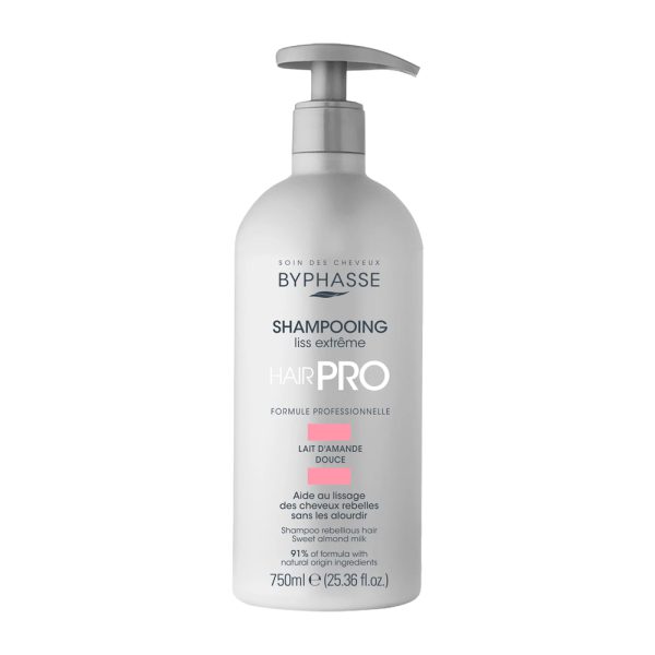 شامپو حرفه‌ ای بایفاس مناسب موهای سرکش حجم 750 میل - Byphasse Hair Pro Shampoo Liss Extreme Rebellious Hair 750ml