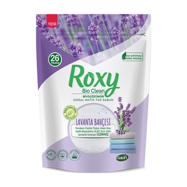 پودر صابون لباسشویی روکسی با رایحه اسطوخودوس - Roxy Bio Clean Toz Sabun Lavanta 800g