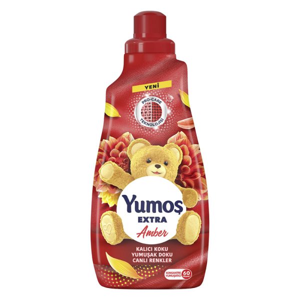 مایع نرم‌ کننده لباس یوموش قرمز با رایحه کهربا - Yumos Extra Amber 1440ml