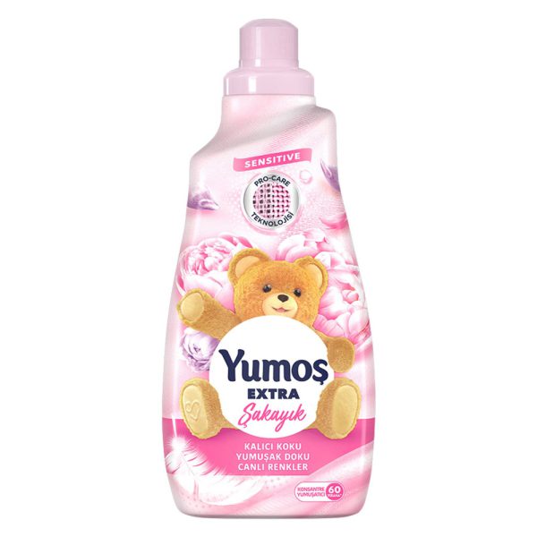 مایع نرم‌ کننده لباس یوموش صورتی با رایحه گل صد تومانی - Yumos Extra Sakayik 1440ml