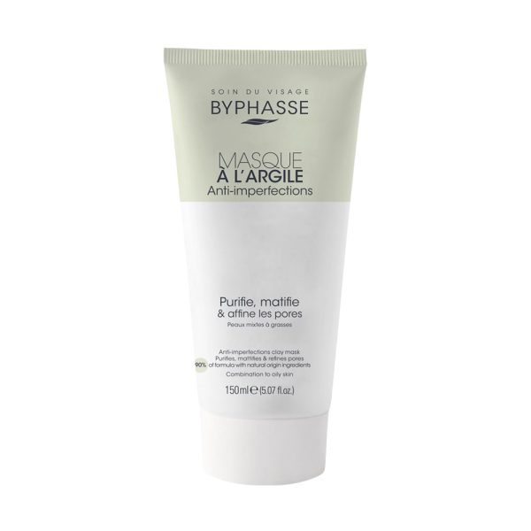 ماسک صورت خاک‌رس ضد‌عیوب بایفاس مناسب پوست چرب - Byphasse Anti Imperfections Clay Mask 150ml