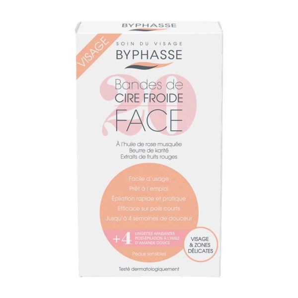 پد موبر صورت و نواحی ظریف بایفاس بسته 20 عددی - Byphasse Cold Wax Strips Face Deliate Areas For Senstive Skin