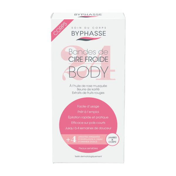 پد موبر پا و بدن بایفاس بسته 24 عددی - Byphasse Cold Wax Strips Legs Body For Senstive Skin