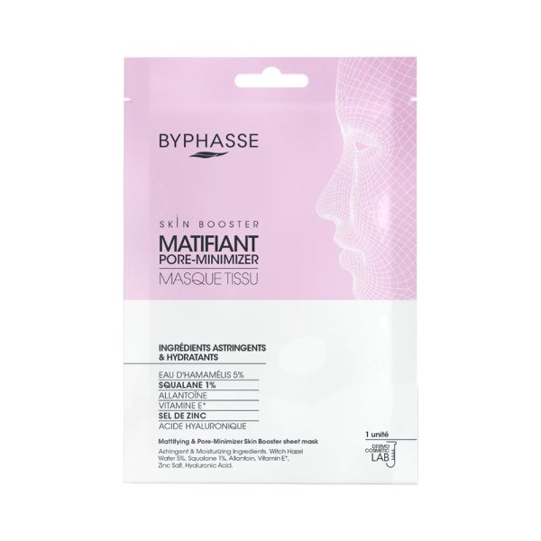 ماسک ورقه‌ای مات‌کننده و کوچک‌کننده منافذ پوست بایفاس حجم 18 میلی‌لیتر - Byphasse Skin Booster Sheet Mask 18ml Mattifying Pore Minimizer