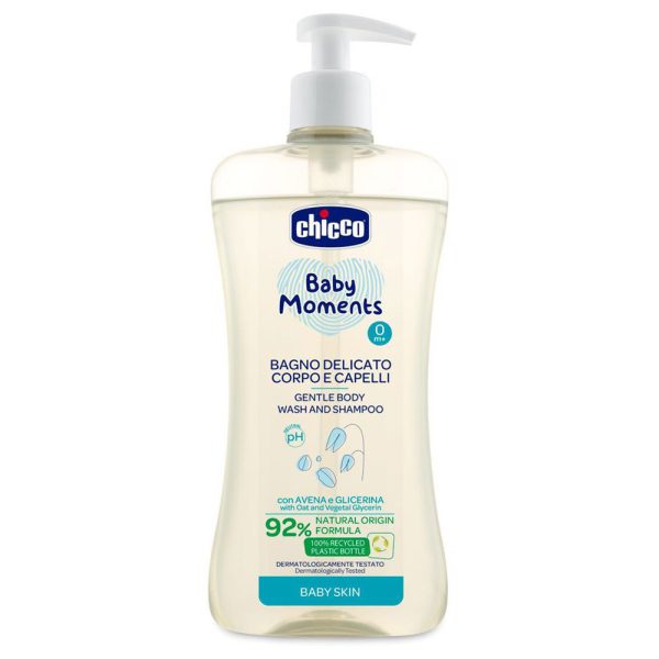 شامپو سر و بدن کودک چیکو حاوی عصاره جو دوسر - Chicco Baby Moments Bagno Delicato Corpo e Capelli 500ml