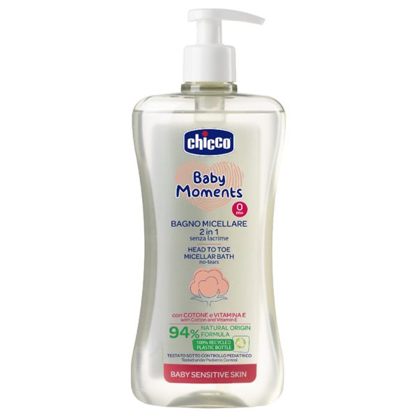 شامپو سر و بدن کودک میسلار 2 در 1 چیکو مدل Bagno - Chicco Baby Moments Bagno Micellare 2 in 1 Senza Lacrime 500ml