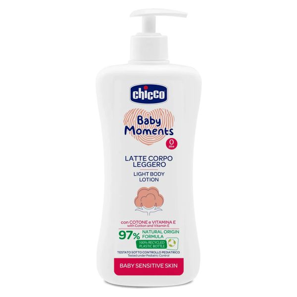 لوسیون بدن چیکو با عصاره پنبه و ویتامین E - Chicco Baby Moments Light Body Lotion 500ml