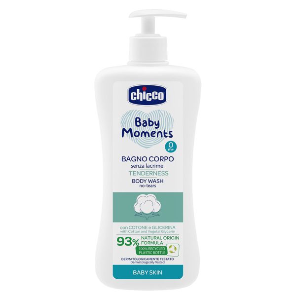 شامپو بدن کودک چیکو حاوی عصاره پنبه - Chicco Baby Moments No Tears Body Wash Tenderness 500ml