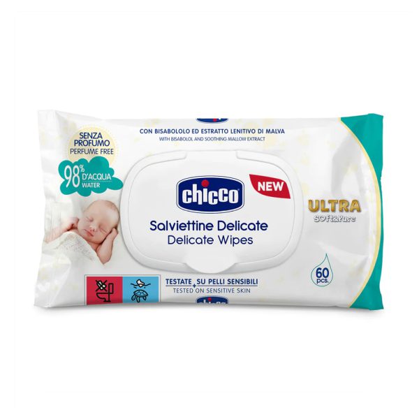 دستمال مرطوب کودک چیکو با عصاره گل ختمی و بيسابولول - Chicco Water Wipes 60 Sheets