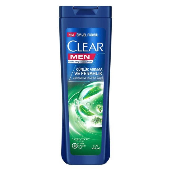 شامپو ضدشوره مردانه کلیر مدل Günlük Arinma Ve Ferahlik حجم 350 میلی‌لیتر - Clear Men Gunluk Arinma Ve Ferahlik Kepege Karsi Etkili Sampuan 350ml