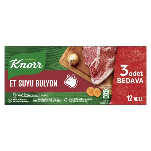 قرص عصاره گوشت کنور بسته 12 عددی - Knorr Et Suyu Bulyon 12Adet