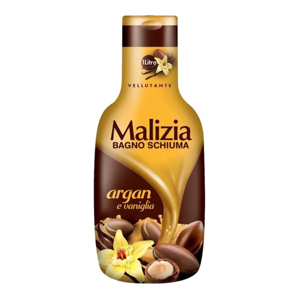 شامپو بدن Malizia مالیزیا اصل ایتالیایی مدل آرگان و وانیل حجم 1000 میلی لیتر - Malizia Bath Foam Argan And Vanilla 1000ml