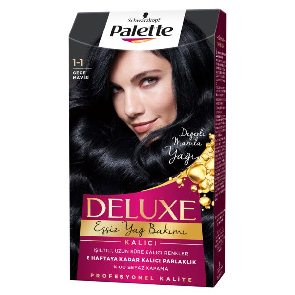 کیت رنگ مو پلت سری Deluxe شماره 1-1 - Palette Deluxe Sac Boyasi 1 1 Gece Mavisi