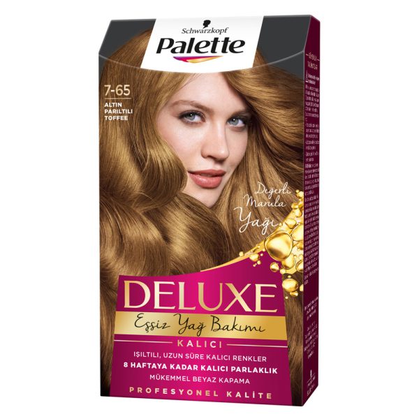 کیت رنگ مو پلت سری Deluxe شماره 65-7 - Palette Deluxe Sac Boyasi 7 65 Altin Parilti Toffee