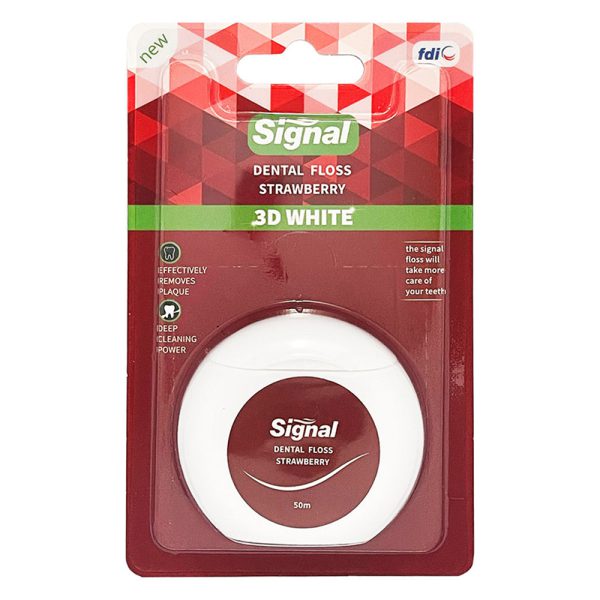 نخ دندان سیگنال مدل 3D White با طعم توت‌فرنگی - Signal Dental Floss 3D White Strawberry 50m