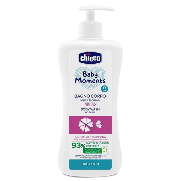 شامپو بدن کودک چیکو حاوی عصاره گل مالو - chicco baby moments no tears body wash relax 500ml