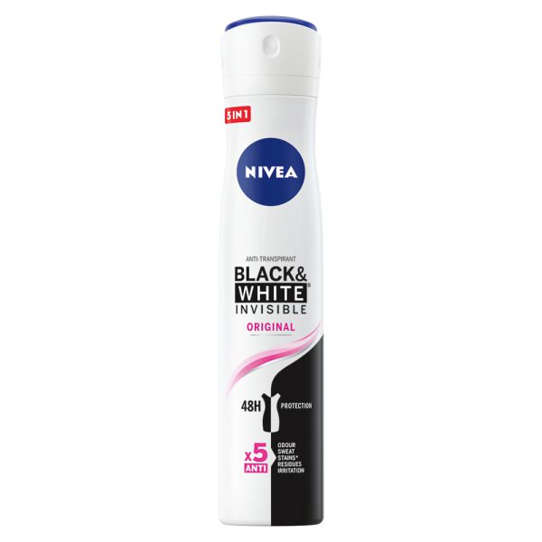 اسپری زنانه ضدتعریق نیوآ مدل Black & White Invisible Original - nivea black white invisible original anti transpirant spray