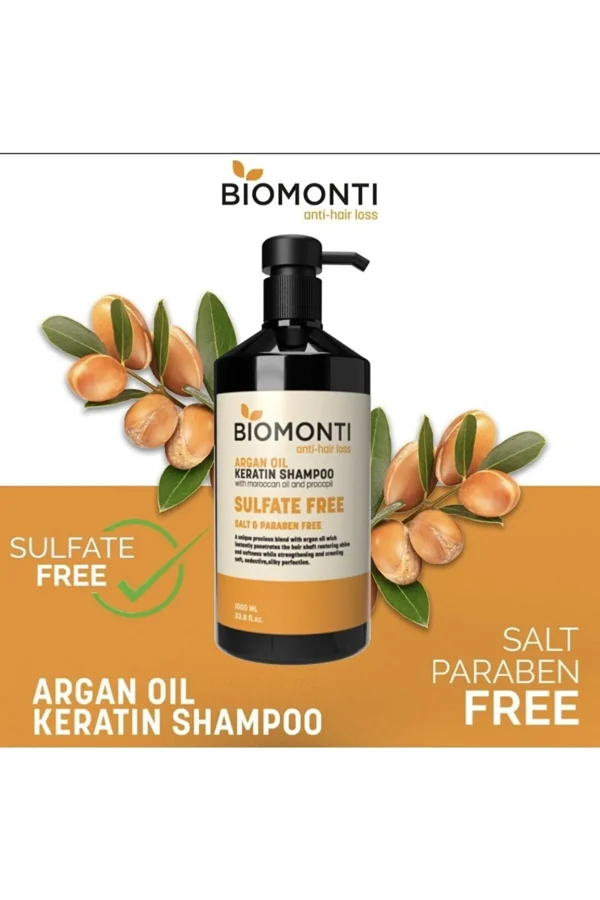 شامپو بدون سولفات ضد ریزش بیومونتی حاوی روغن آرگان - BIOMONTI Argan Oil Keratin Shampoo