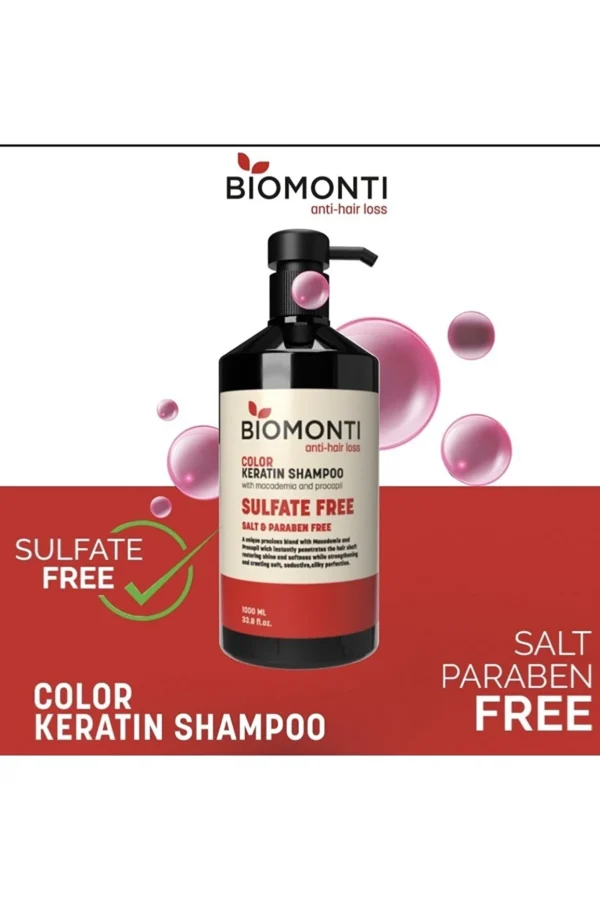 شامپو بدون سولفات ضد ریزش بیومونتی قرمز مناسب موهای رنگ شده - BIOMONTI Color Keratin Shampoo