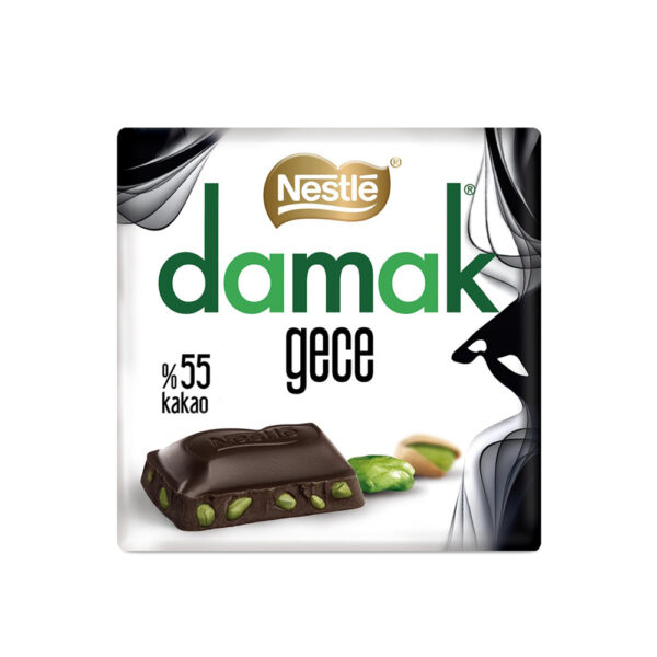 شکلات تلخ داماک نستله مدل Gece با مغز پسته 60 گرم - Nestle Damak Gece Antep Fistikli Bitter Cikolata 60g