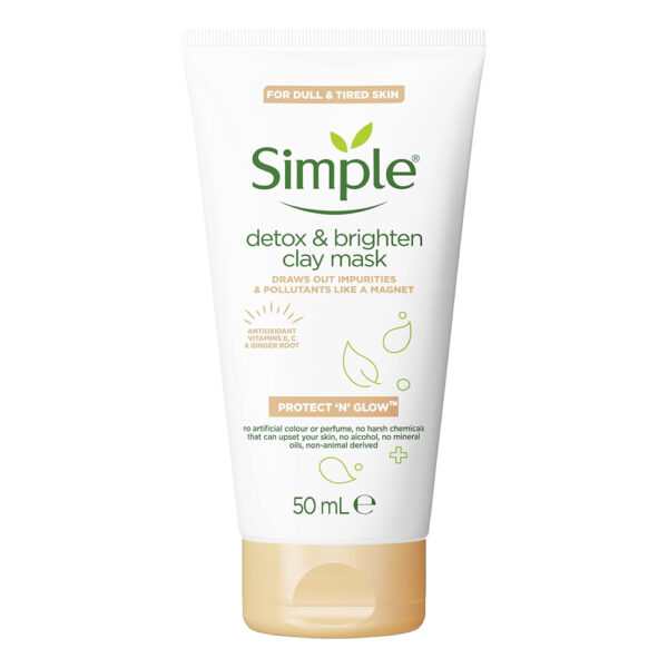 ماسک خاک رس سم زدا و روشن کننده سیمپل 50 میل - Simple Protect ‘n Glow Detox Brighten Clay Mask 50ml