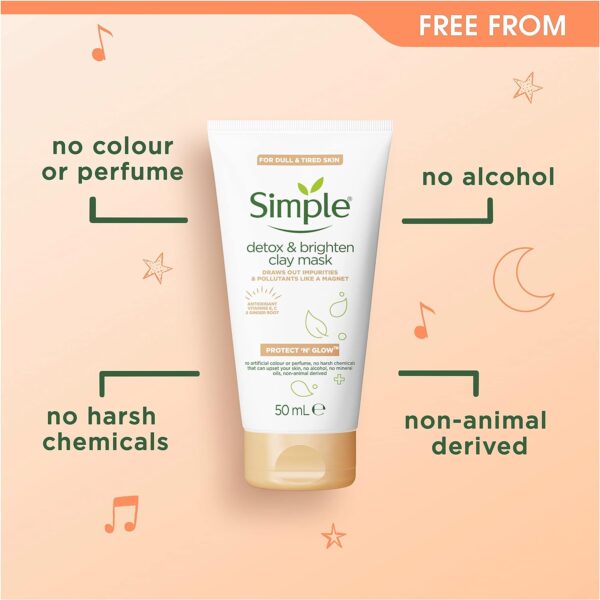 ماسک خاک رس سم زدا و روشن کننده سیمپل 50 میل - Simple Protect ‘n Glow Detox Brighten Clay Mask