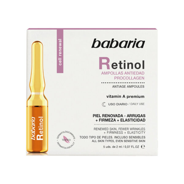 ویال ضد چروک صورت رتینول باباریا بسته 5 عددی - babaria Retinol Ampoules 2ml