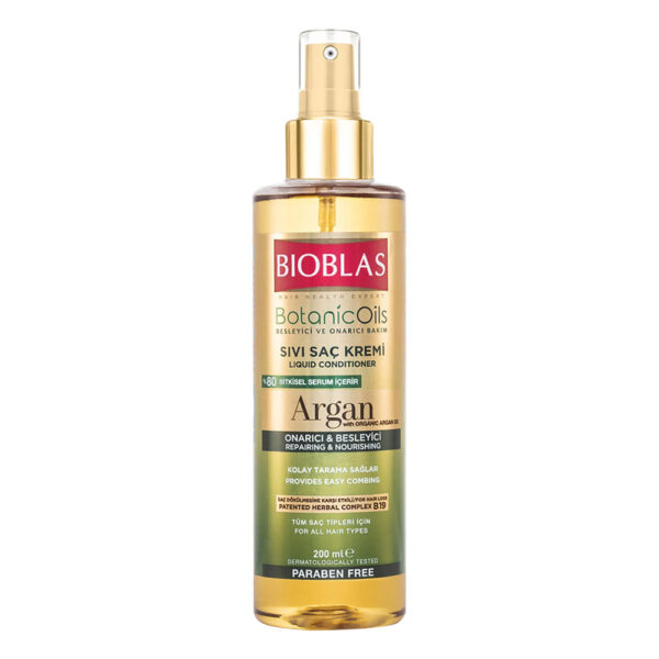 اسپری دوفاز مو بیوبلاس حاوی روغن آرگان حجم 200 میل - bioblas botanic oils argan yagli sivi sac kremi 200ml