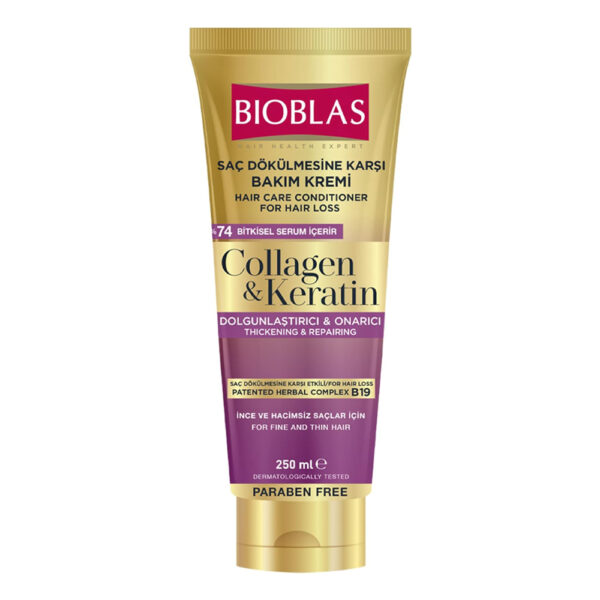 ماسک مو ضد ریزش بیوبلاس حاوی کلاژن و کراتین - bioblas collagen Keratin sac dokulmesine karsi bakim kremi 250ml