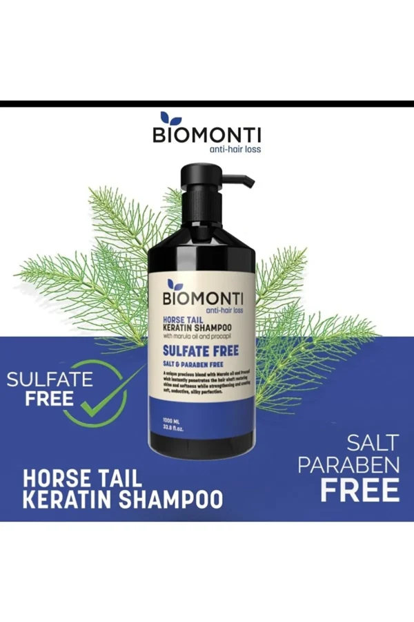 شامپو بدون سولفات ضد ریزش بیومونتی حاوی عصاره دم اسبی - biomonti horse tail keratin shampoo