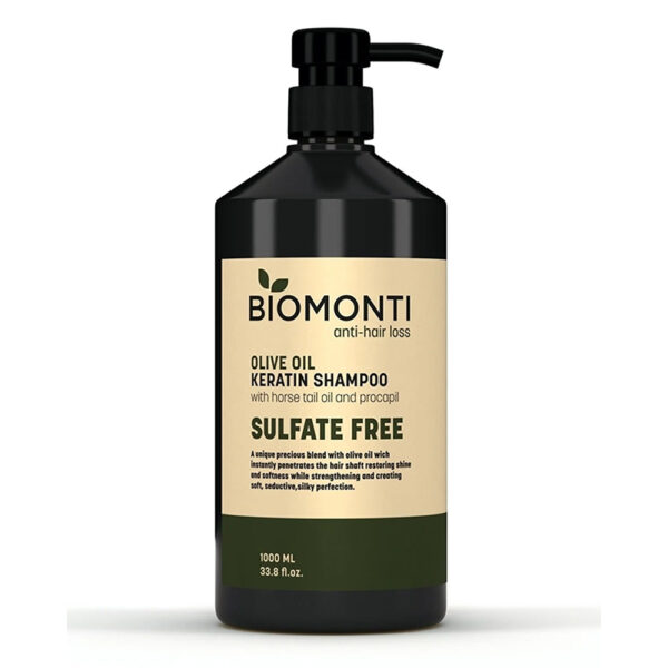 شامپو بدون سولفات ضد ریزش بیومونتی حاوی عصاره زیتون - biomonti olive oil keratin shampoo 1000ml