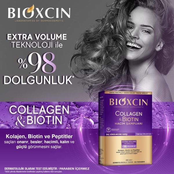 شامپو حجم دهنده و ضد ریزش مو بیوکسین حاوی کلاژن و بیوتین - bioxcin collagen biotin volumizing shampoo 04