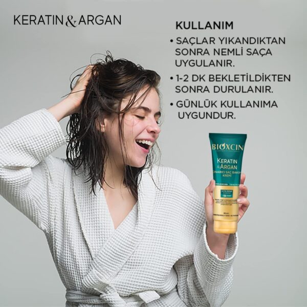 کرم نرم کننده و ترمیم کننده بیوکسین حاوی کراتین و آرگان - bioxcin keratin argan onarici sac bakim kremi