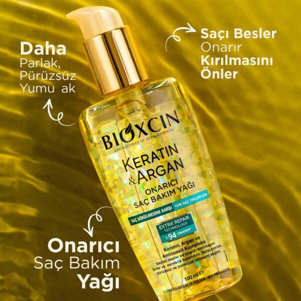 روغن مو کراتین و آرگان بیوکسین 150 میل - bioxcin keratin argan onarici sac bakim yagi 06