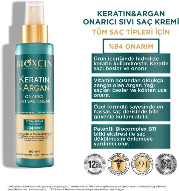 اسپری نرم کننده و ترمیم کننده بیوکسین حاوی کراتین و آرگان - bioxcin keratin argan onarici sivisac kremi 06