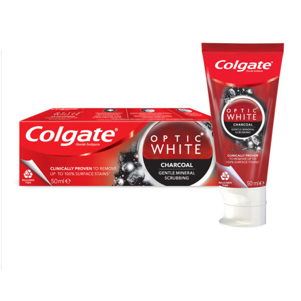 خمیر دندان سفید کننده زغالی کلگیت مدل اپتیک وایت - colgate optic white aktif komur beyazlatici dis macunu 50ml