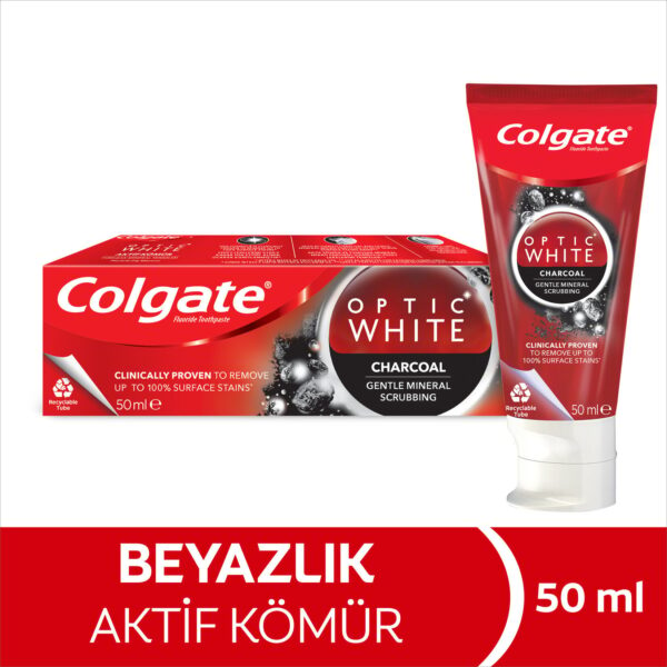 خمیر دندان سفید کننده زغالی کلگیت مدل اپتیک وایت - colgate optic white aktif komur beyazlatici dis macunu