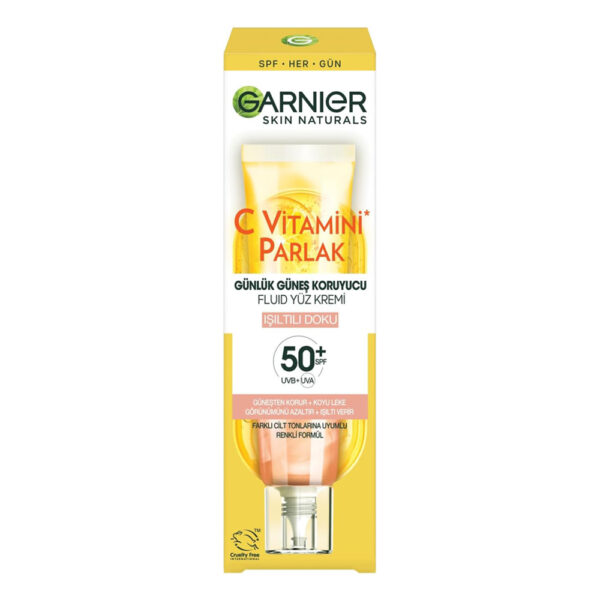 ضد آفتاب رنگی ویتامین سی گارنیر مناسب پوست های حساس - garnier c vitamini parlak isiltili doku gunluk gunes koruyucu fluid yuz kremi spf50 40ml