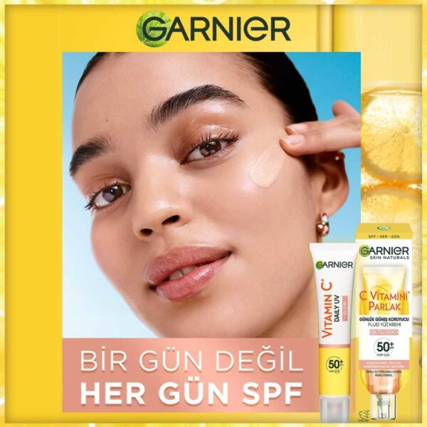 ضد آفتاب رنگی ویتامین سی گارنیر مناسب پوست های حساس - garnier c vitamini parlak isiltili doku gunluk gunes koruyucu fluid yuz kremi spf50