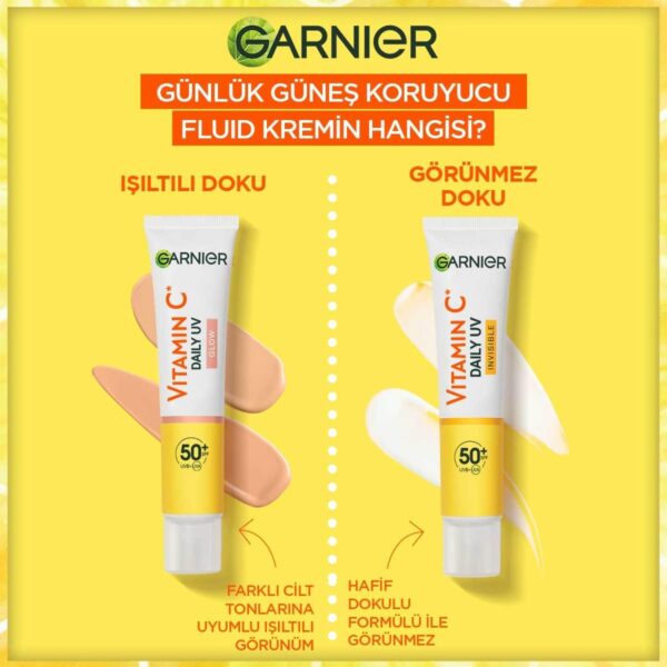 ضد آفتاب رنگی ویتامین سی گارنیر مناسب پوست های حساس - garnier c vitamini parlak isiltili doku gunluk gunes koruyucu fluid yuz kremi spf50 01