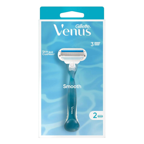 خودتراش ژیلت ونوس مدل Smooth به همراه 2 تیغ یدک - gillette venus smooth 1 2 razor