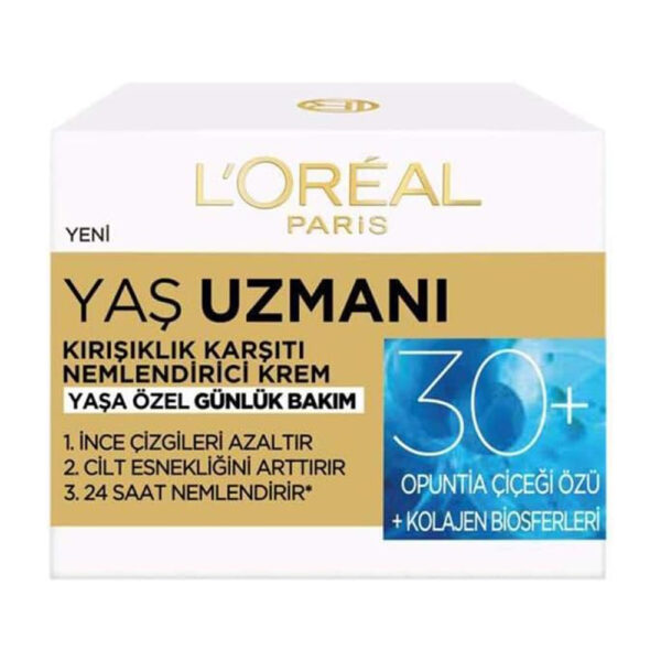 کرم ضد چروک و مرطوب کننده شب لورآل مناسب 30 سال به بالا - loreal paris yas uzmani 30 kirisiklik karsiti nemlendirici gece kremi 50ml