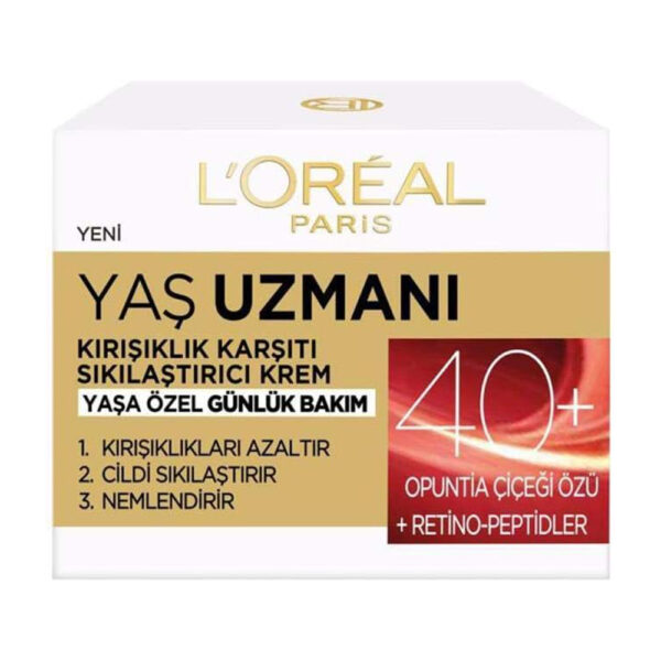 کرم ضد چروک و سفت کننده روز لورآل مناسب 40 سال به بالا - loreal paris yas uzmani 40 kirisiklik karsiti sikilastirici gece kremi 50ml