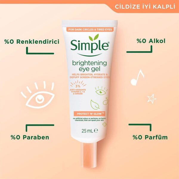 کرم دور چشم سیمپل مناسب پوست‌ حساس - simple brightening eye gel 01