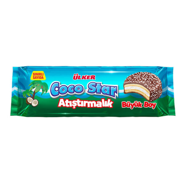 والس کرمدار شکلاتی اولکر مدل Coco Star با طعم نارگیل - ulker coco star atistirmalik buyuk boy 154g