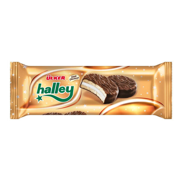 والس کرمدار شکلاتی اولکر مدل هالی وزن 240 گرم - ulker halley sutlu cikolata sandvic biskuvi 240g