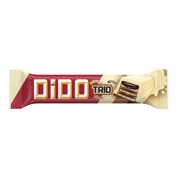 ویفر شکلات سفید شیری اولکر مدل Dido Trio با طعم شکلات تلخ 36 گرم - Ulker Dido Trio Beyaz Sutlu Bitter Cikolatali Gofret 36.5g