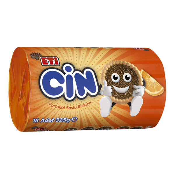 بیسکویت کرم شکلاتی اتی مدل Cin با طعم پرتقال - eti cin portakal soslu biskuvi 325g